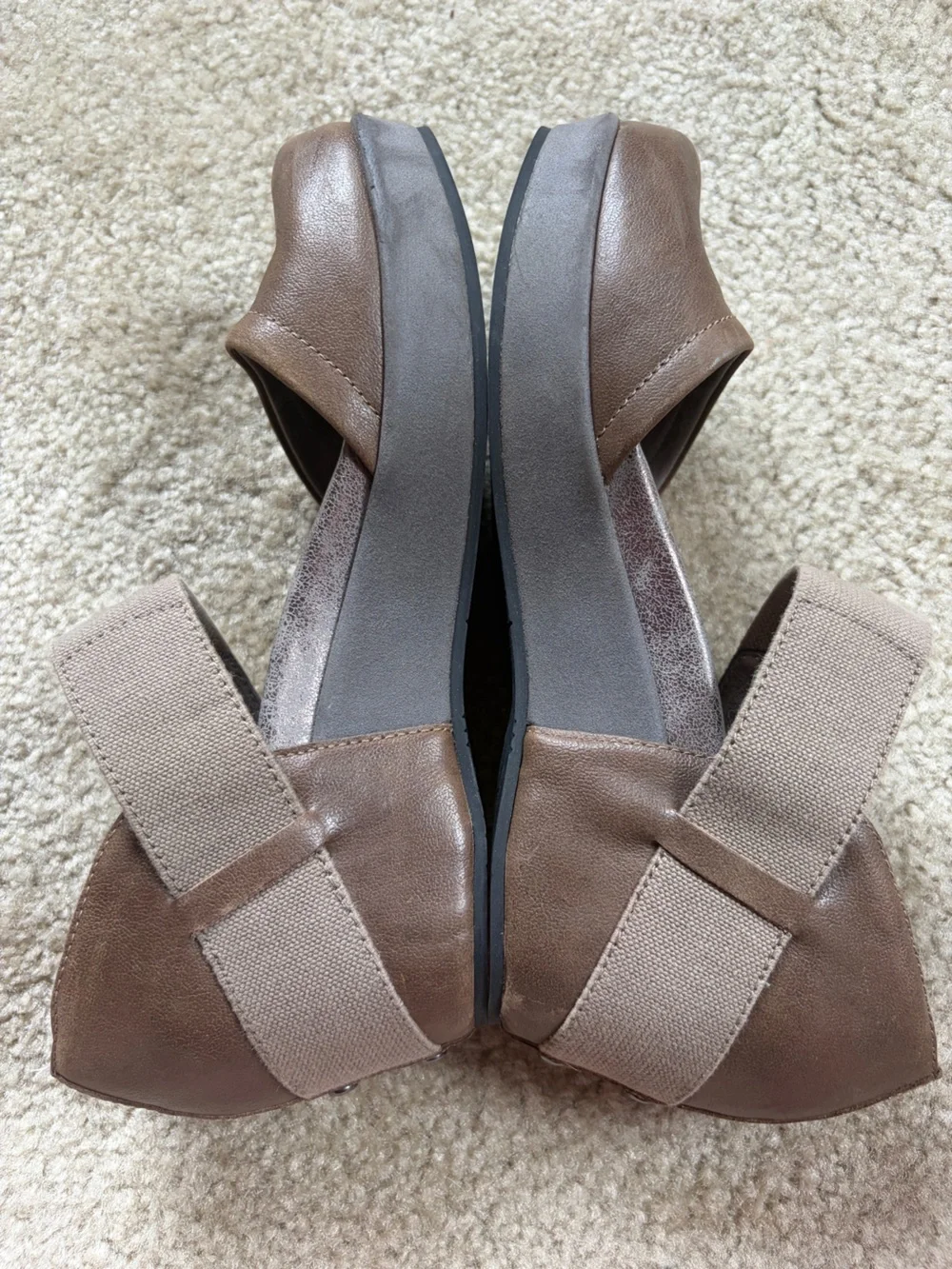 OTBT Brown Tan Wedge Sandals with Elastic Strap